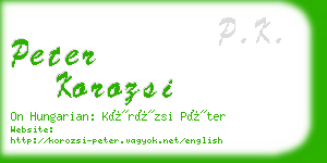 peter korozsi business card